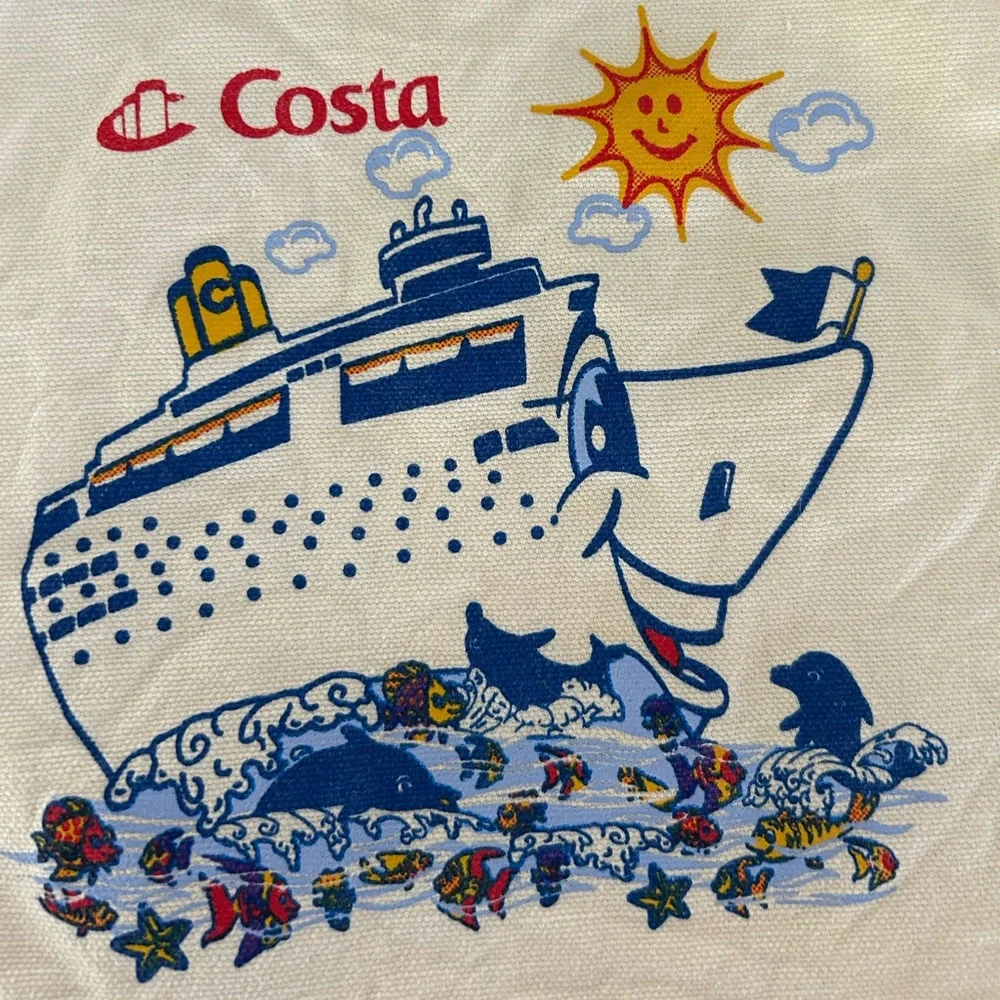 🦋 5/$25 - Vintage Costa Mini Canvas Cruise Small Tote Bag
